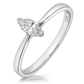 9ct White Gold 0.25 Carat Natural Diamond Marquise Solitaire Engagement Ring
