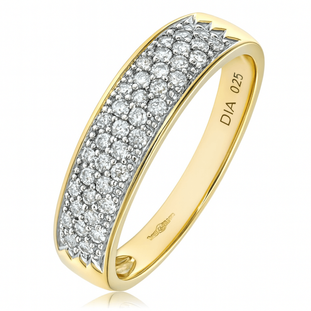 9ct Gold 0.25 Carat Natural Diamond Cluster Eternity Ring