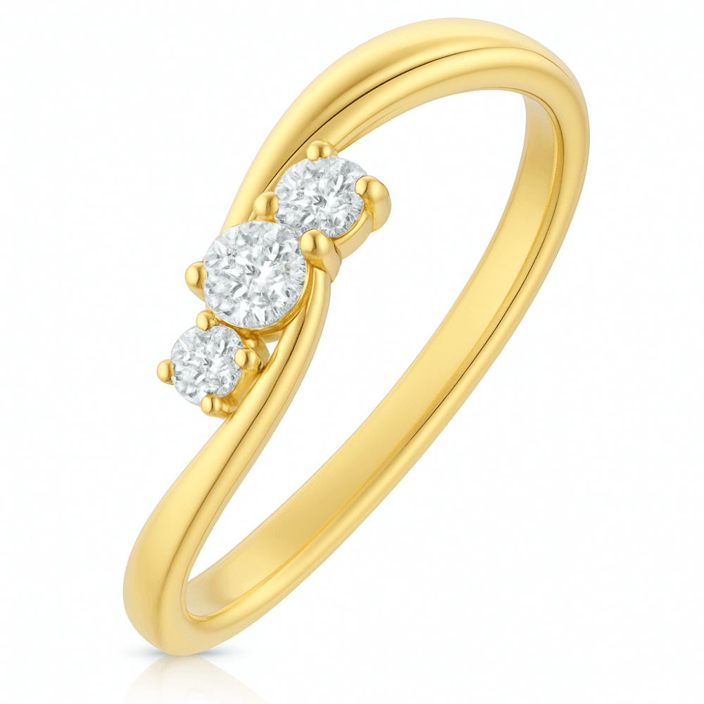 9ct Yellow Gold 0.33ct Diamond Trilogy Ring