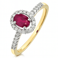 9ct Yellow Gold Ruby & 0.25ct Diamond Cluster Ring