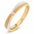 9ct Yellow and White Gold Natural Diamond Crossover Wedding Band Ring