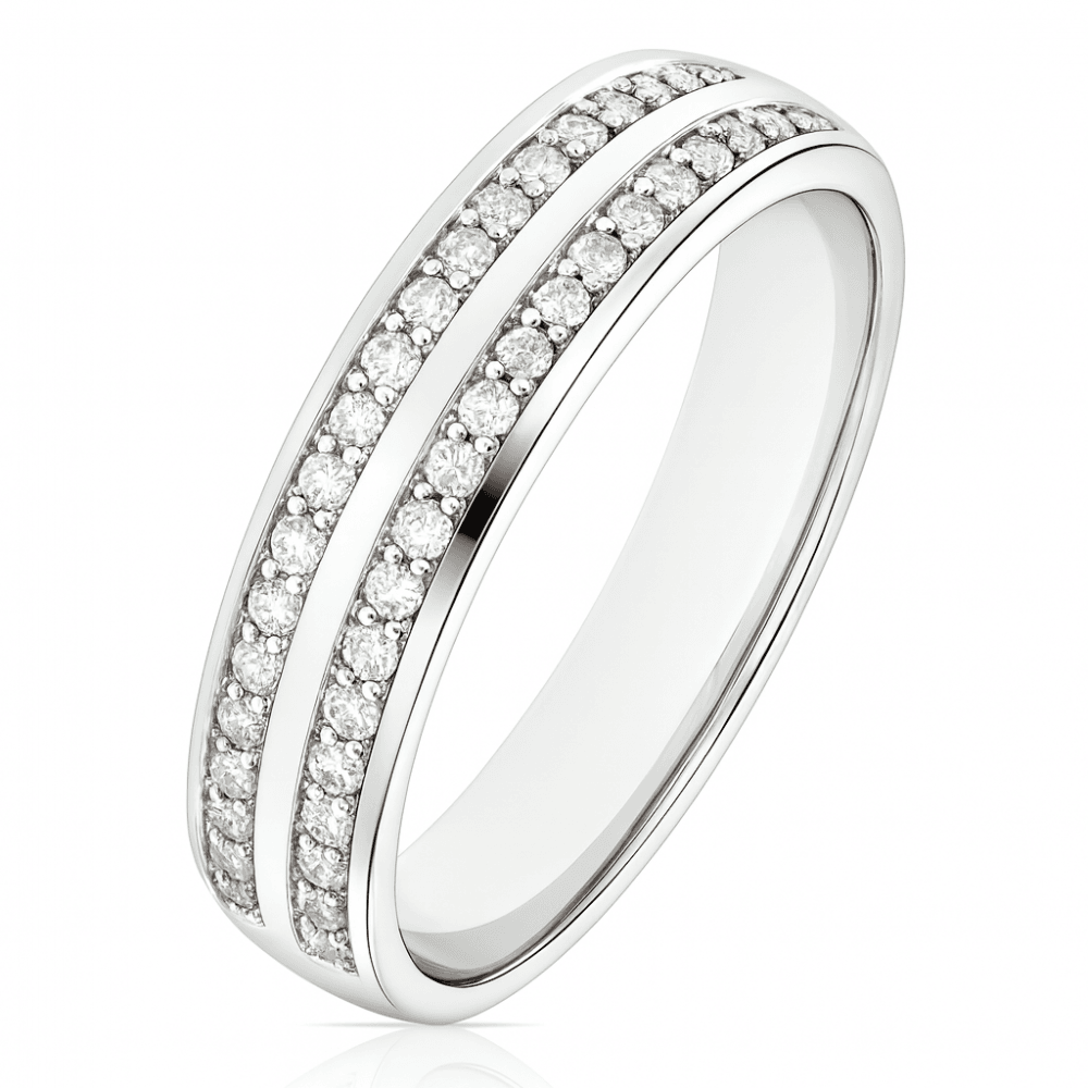 9ct White Gold 0.25 Carat Natural Diamond Wedding Band Ring