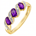 Diamond and Amethyst Eternity Ring 9ct Yellow Gold | Prime Jewellery