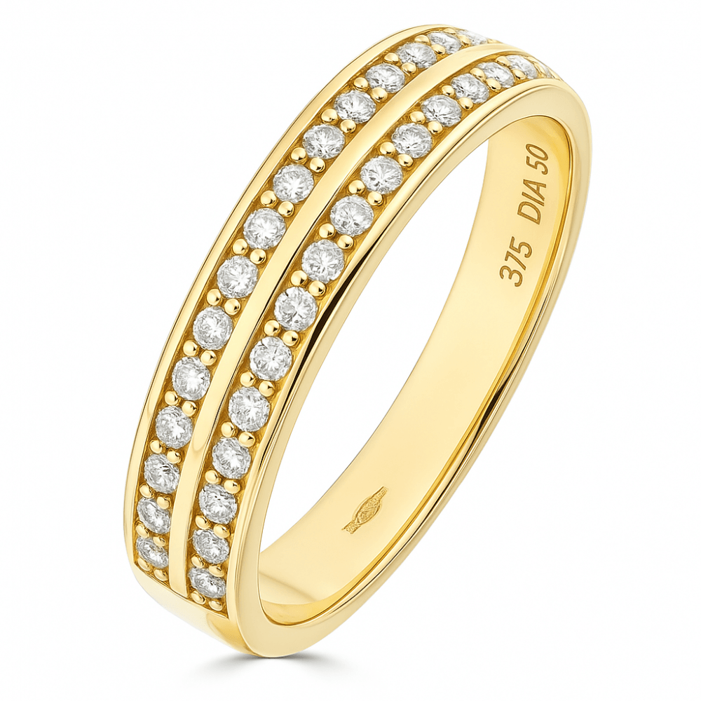 9ct Gold 0.20 Carat Natural Diamond Wedding Band Ring