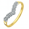 9ct Gold Natural Diamond Wishbone Ring V Band
