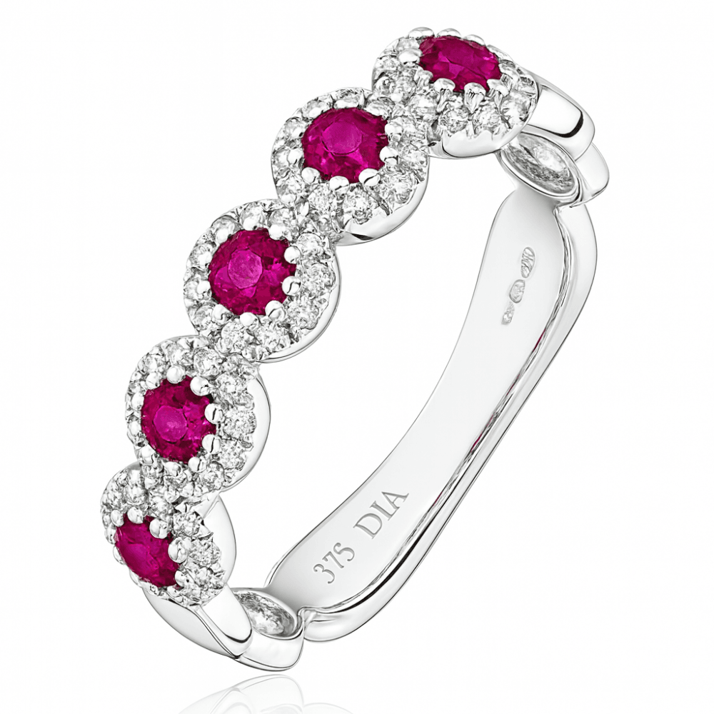 Diamond and Ruby Eternity Ring 9ct White Gold | Prime Jewellery
