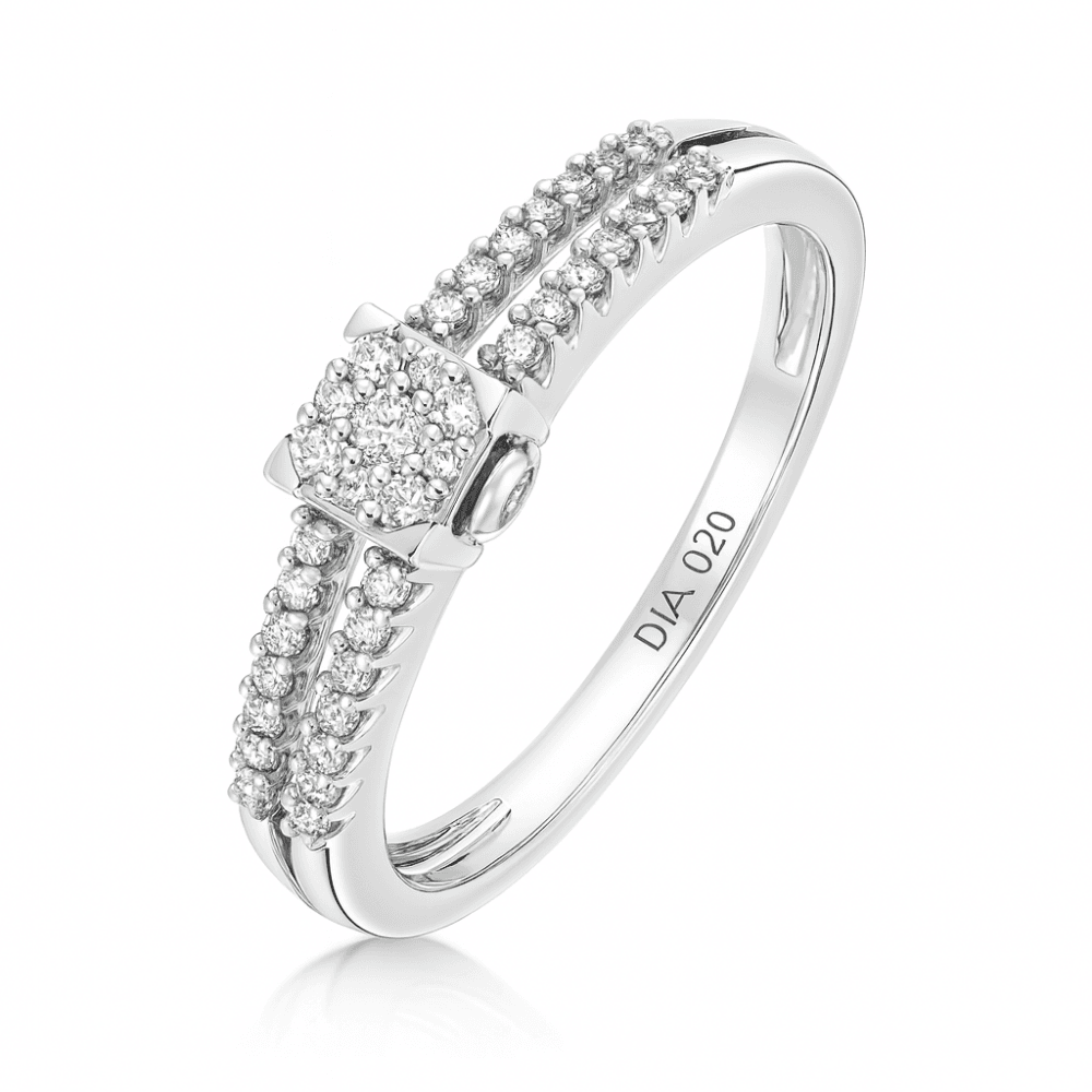 Diamond Halo Ring 9ct White Gold | Prime Jewellery