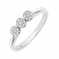 9ct White Gold 0.10 Carat Natural Diamond Trilogy Ring