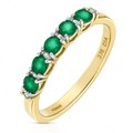 9ct Yellow Gold 0.63ct  Round Emerald & Diamond Eternity Ring