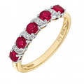 9ct Yellow Gold Ruby And 0.02ct Diamond Eternity Ring