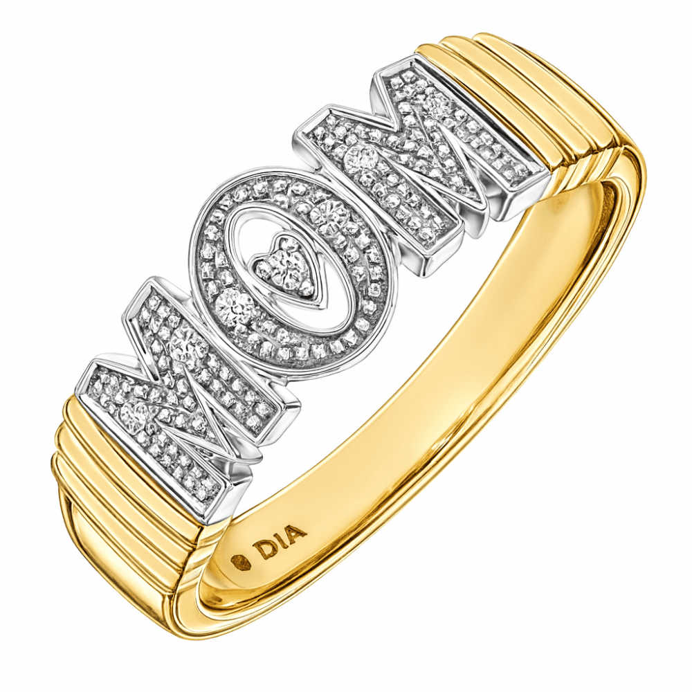 9ct Gold Natural Diamond Mum Ring