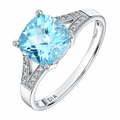 Sky Blue Topaz Cushion Engagement Ring 9ct White Gold | Prime Jewellery
