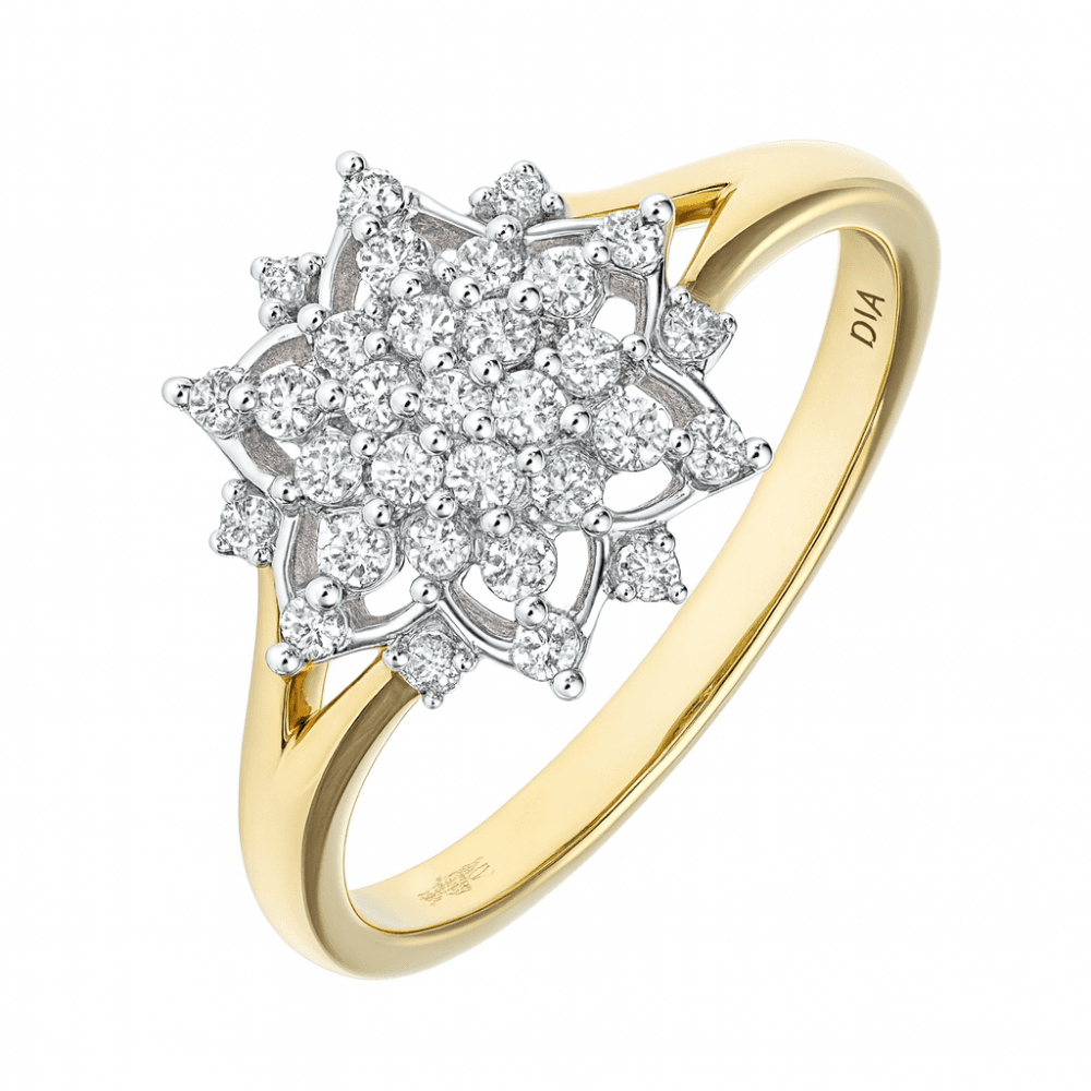 9ct Gold 0.30 Carat Natural Diamond Cluster Ring