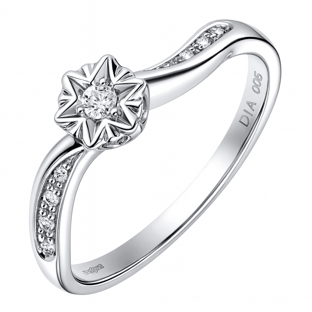 9ct White Gold Natural Diamond Engagement Ring