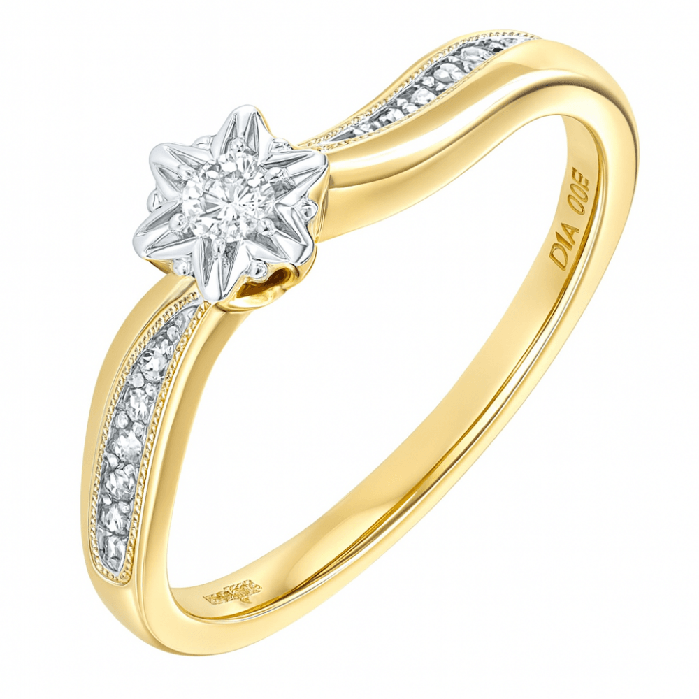 9ct Gold Natural Diamond Engagement Ring
