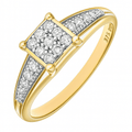 9ct Gold 0.25 Carat Natural Diamond Cluster Ring