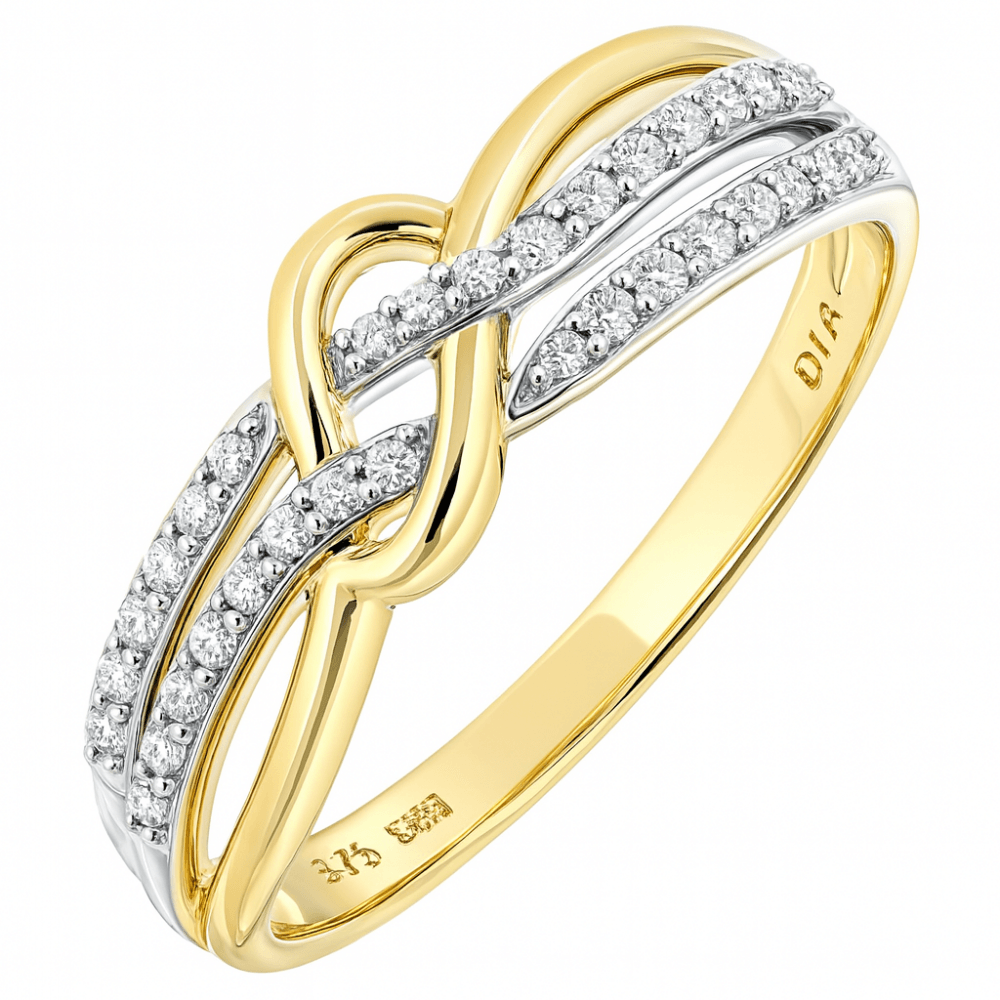 9ct Gold 0.20 Carat Natural Diamond Crossover Ring