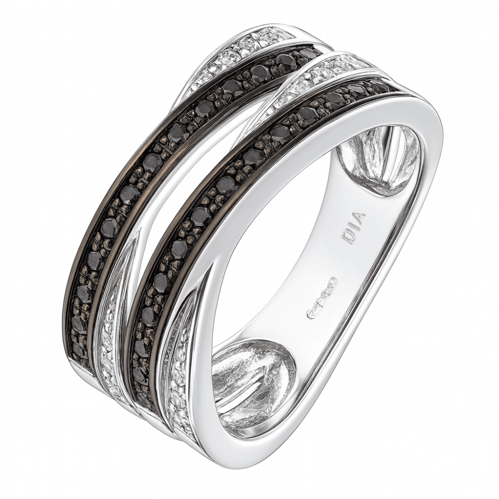 9ct White Gold 0.53 Carat Natural Black Diamond Crosover Eternity Ring