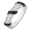 9ct White Gold 0.12 Carat Natural Black and White Diamond Crossover Eternity Ring
