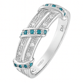 9ct White Gold 0.10 Carat Blue and White Diamond Crossover Eternity Ring