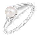 9ct White Gold 0.01ct Diamond And Cultured Pearl Ring