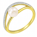 9ct Yellow Gold 0.01ct Diamond And Cultured Pearl Ring