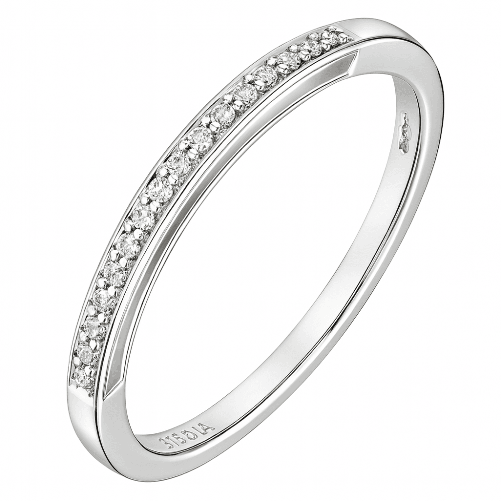 9ct White Gold Natural Diamond Wedding Eternity Band Ring