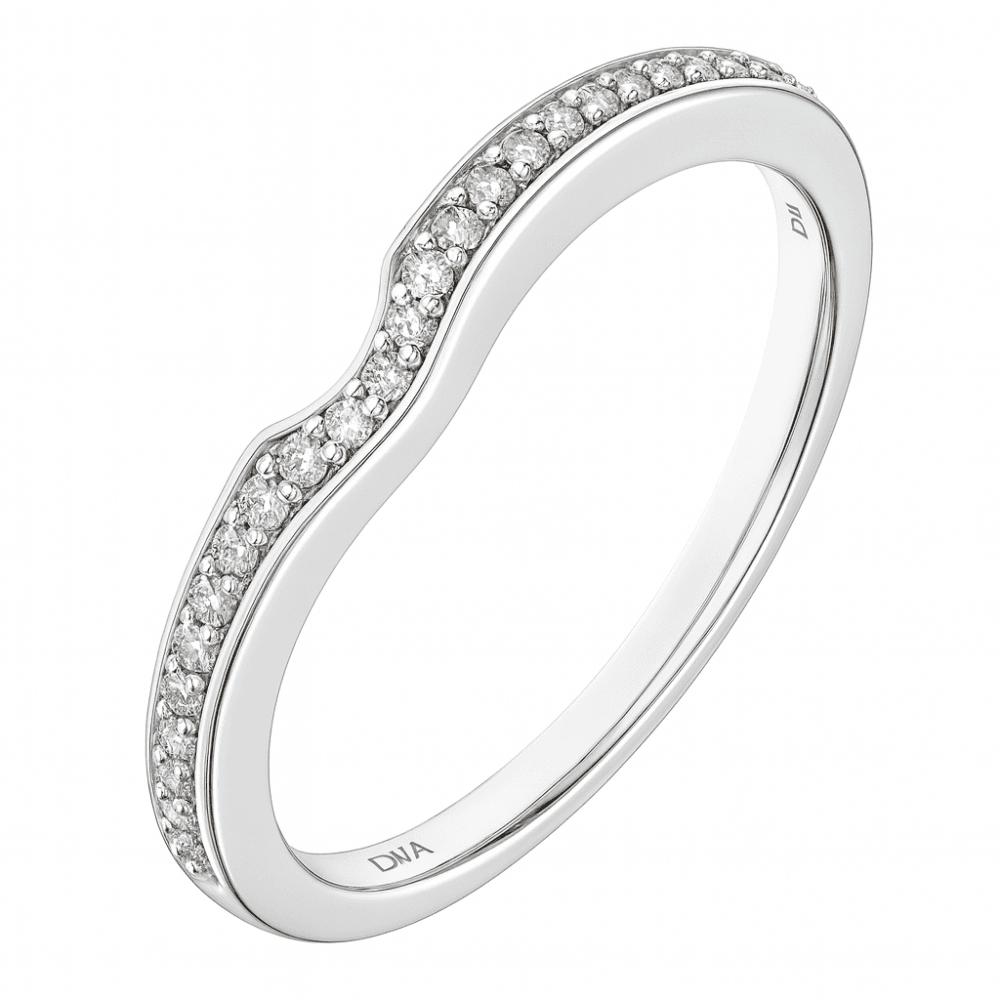 9ct White Gold 0.15 Carat Natural Diamond Wedding Band Ring Stacker for Solitaire