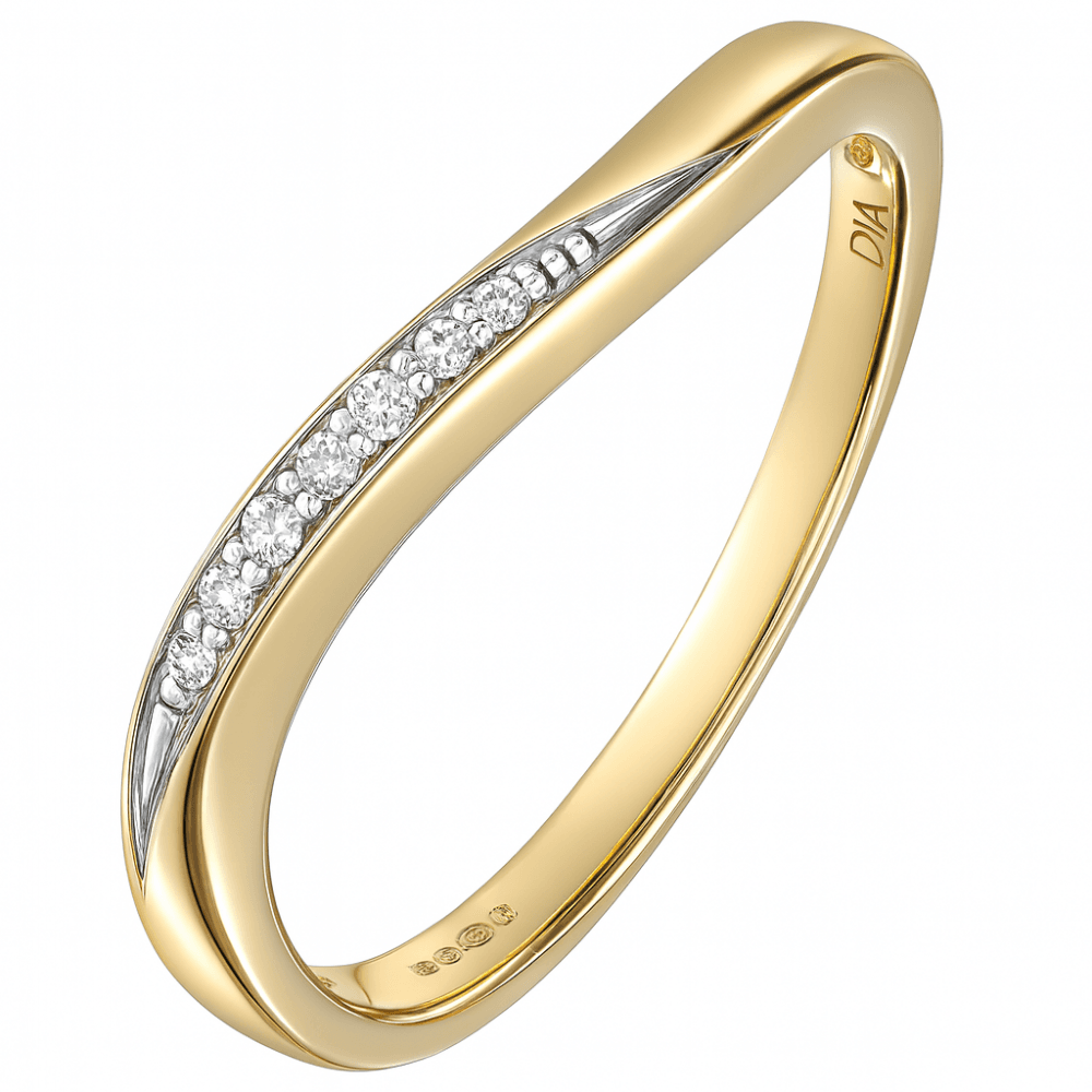 9ct Gold Natural Diamond Twisted Band Wedding Ring