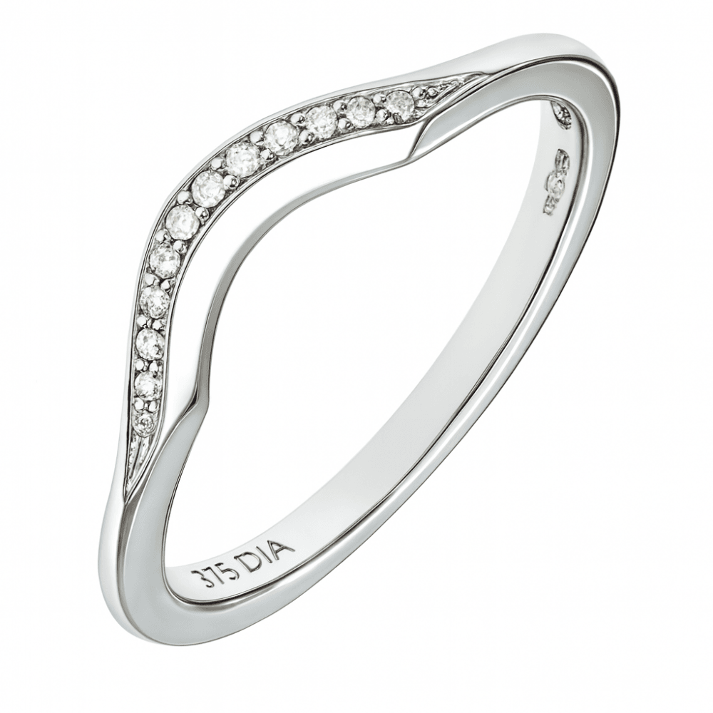 9ct White Gold Natural Diamond Stacker Bridal Ring