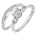 9ct White Gold 0.15 Carat Natural Diamond Bridal Ring Set of 2