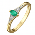 9ct Yellow Gold Marquise Emerald and Diamond Trilogy Ring
