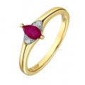 Diamond and Marquise Ruby Ring 9ct Yellow Gold | Prime Jewellery