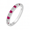 Ladies 9ct White Gold 0.10ct Diamond And Ruby Eternity Ring