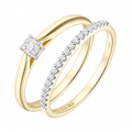 9ct Gold 0.25 Carat Natural Diamond Solitaire & Band Bridal Ring Set of 2