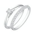 9ct White Gold 0.33 Carat Natural Diamond Solitaire and Band Bridal Ring Set