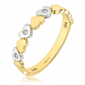 9ct Yellow and White Gold Natural Diamond Hearts Band Ring