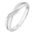9ct White Gold Natural Diamond Crossover Ring