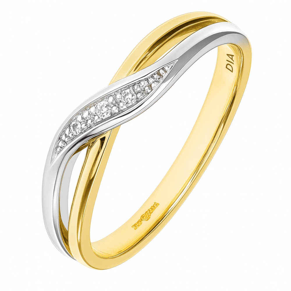 9ct Gold Natural Diamond Crossover Ring