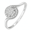 9ct White Gold 0.15 Carat Natural Diamond Cluster Bypass Ring