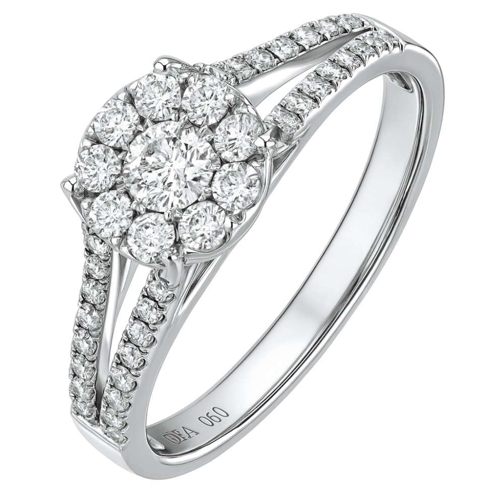 Diamond Cluster Engagement Ring 18ct White Gold | Prime Jewellery