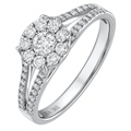 Diamond Cluster Engagement Ring 18ct White Gold | Prime Jewellery