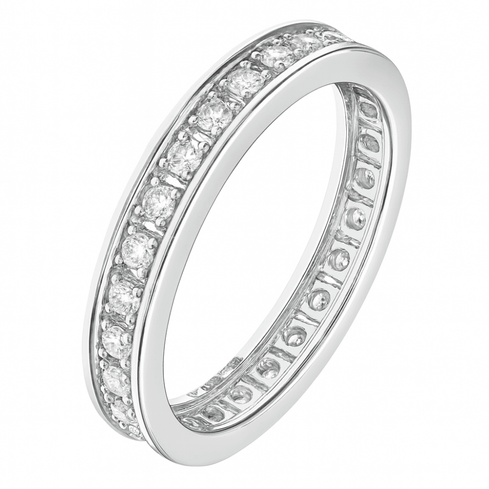 Diamond Channel Set Full Eternity Band Ring 18ct White Gold | Prime Jewellery
