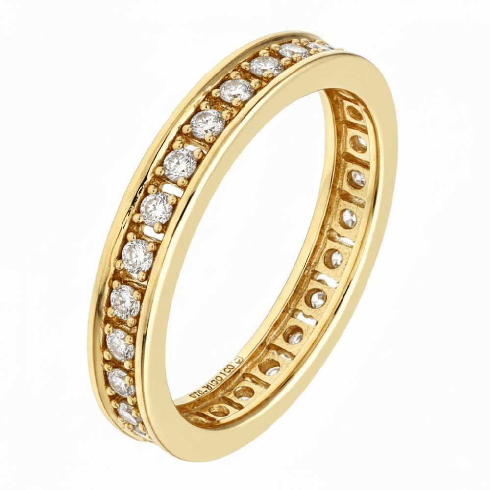Diamond Channel Set Full Eternity Band Ring 18ct Yellow Gold | Prime Jewellery