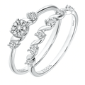 9ct White Gold Natural Diamond Fancy Bridal Ring Set