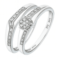 Designer Inspired 9ct White Gold 0.12 Carat Natural Diamond Bridal Ring Set