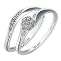 9ct White Gold Natural Diamond Bypass Bridal Ring Set
