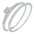 9ct White Gold 0.15 Carat Natural Diamond Classic Bridal Ring Set