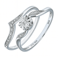 9ct White Gold Natural Diamond Fancy Bridal Ring Set