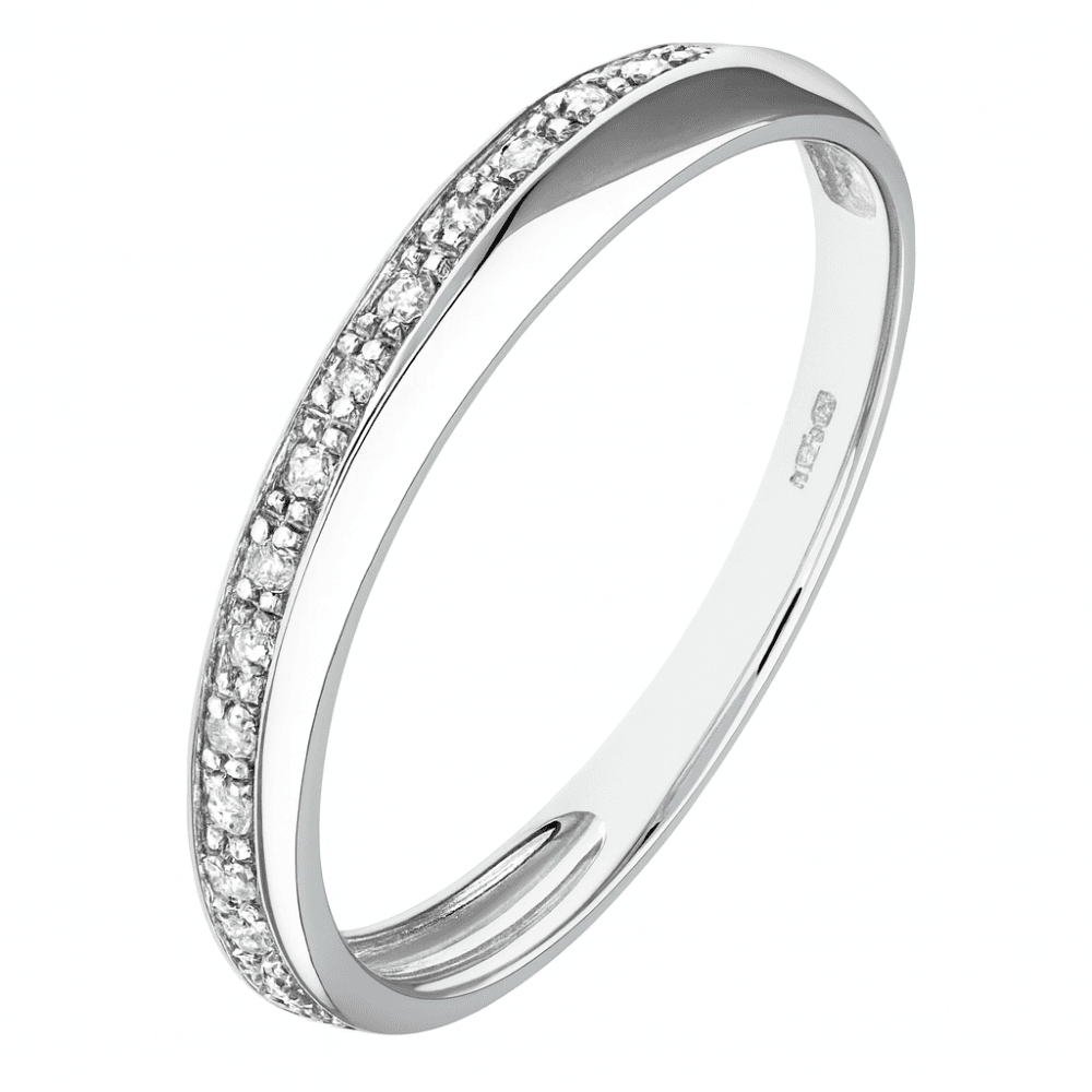 9ct White Gold Natural Diamond Pave Set Eternity Ring